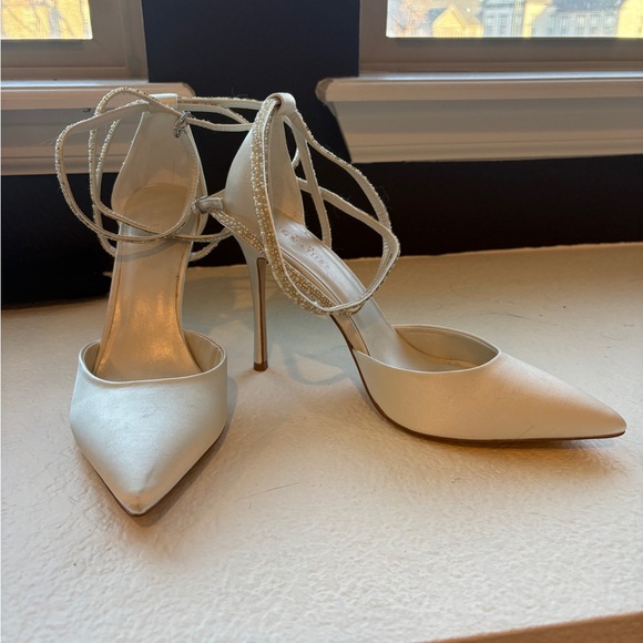 NEVER WORN Galina Pearl Strappy Ankle Wrap Heels - Picture 3 of 6